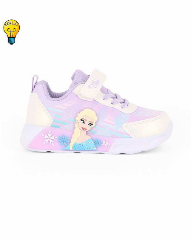 Prodotto: FROZEN - Sneakers lilla da bambina con luci e strappo, numerata 24/30