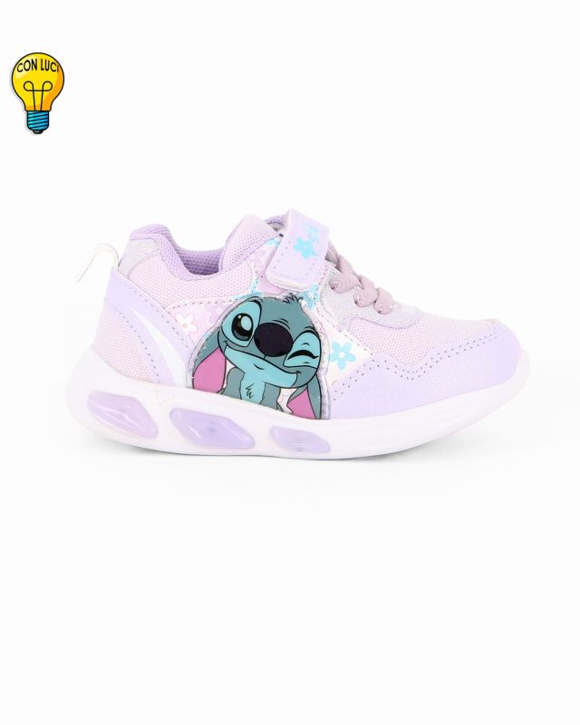 Prodotto: STITCH - Sneakers lilla da bimba con luci e strappo, numerata 20/25