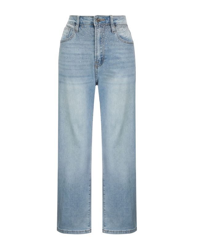 Prodotto: BACHATA - JEANS DA DONNA CON STRASS STRAIGHT FIT 5 TASCHE