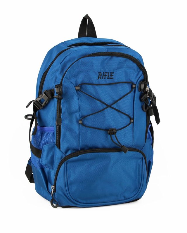 Prodotto: RIFLE - Zaino azzurro da trekking con dettagli neri