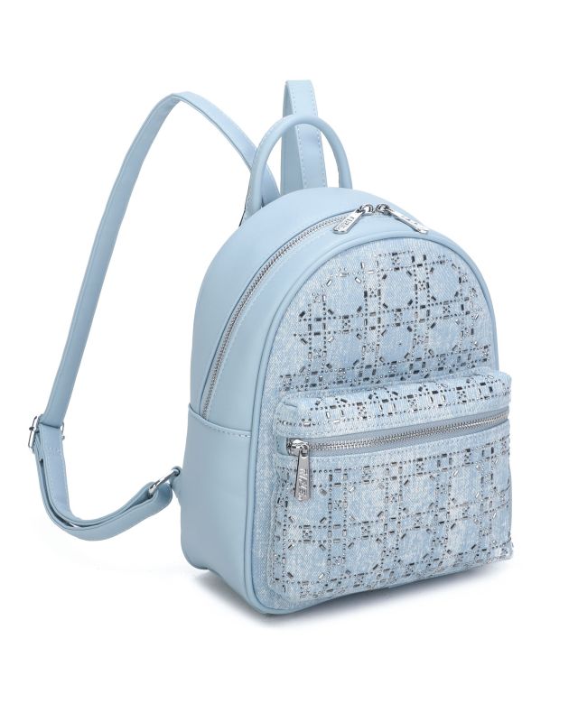 Prodotto: RIFLE - Zaino celeste con tascone frontale e strass