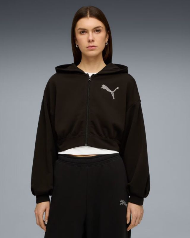 Prodotto: PUMA - FELPA CON CAPPUCCIO FULL ZIP ESSENTIAL NERA GRAPHIC  DA DONNA, 635394-01