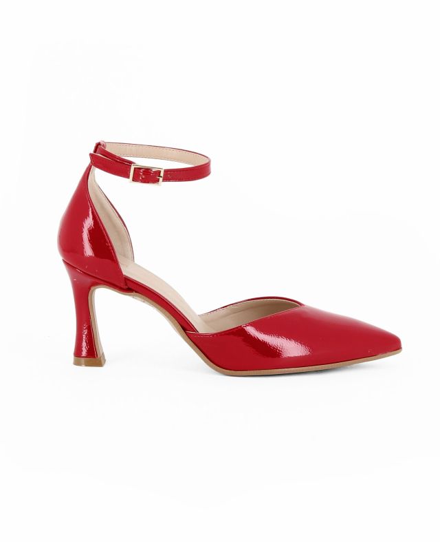 Prodotto: MISS GLOBO - Décolleté rossa naplak con cinturino alla caviglia, tacco 7CM - MADE IN ITALY