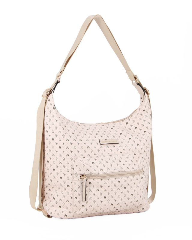 Prodotto: CORTINA POLO STYLE - Borsa sacca/zaino taupe loggato con tasca frontale