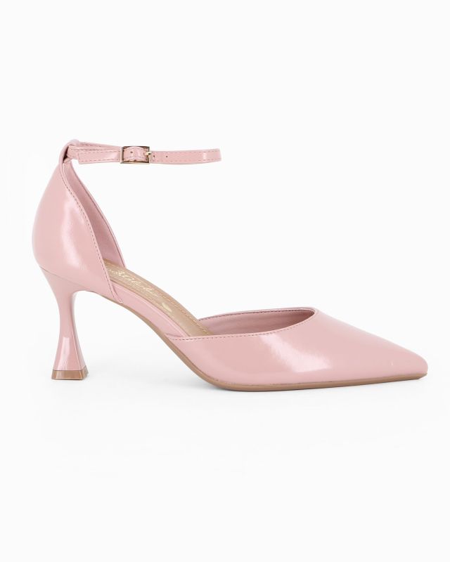 Prodotto: MISS GLOBO - Décolleté rosa con sottopiede in VERA PELLE e cinturino alla caviglia, tacco 7,5CM