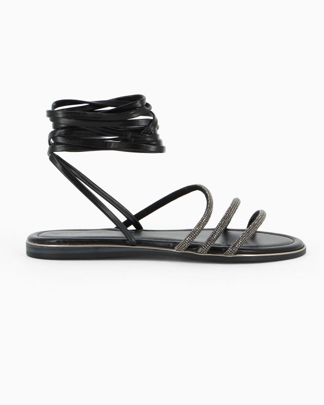 Prodotto: MISS GLOBO - Sandalo canna fucile lace-up con cinturini in strass