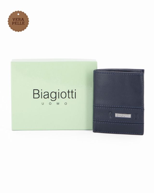 Prodotto: LAURA BIAGIOTTI - Portafoglio blu da uomo in VERA PELLE