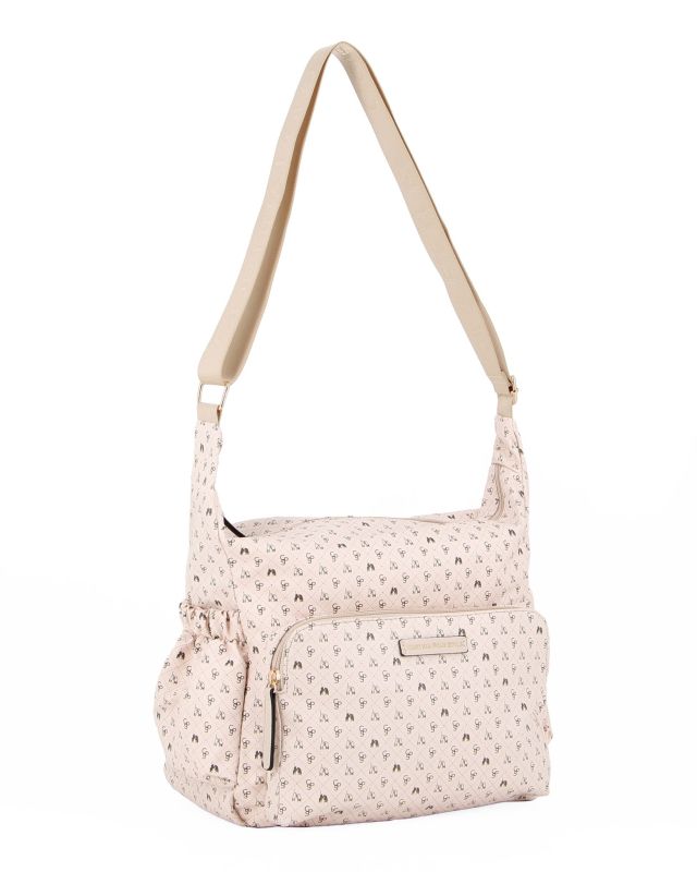 Prodotto: CORTINA POLO STYLE - Tracolla taupe loggata con tasca frontale e taschini laterali elasticizzati