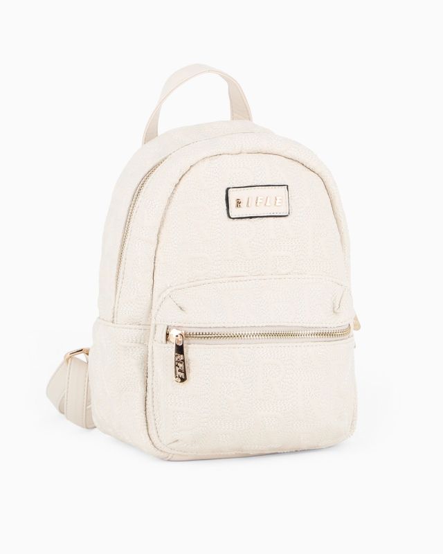 Prodotto: RIFLE - Zaino beige logato con tasca frontale