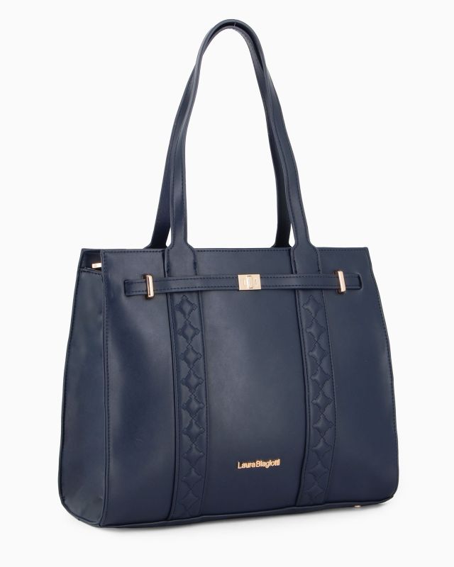 Prodotto: LAURA BIAGIOTTI - Borsa shopping blu con cinturino frontale