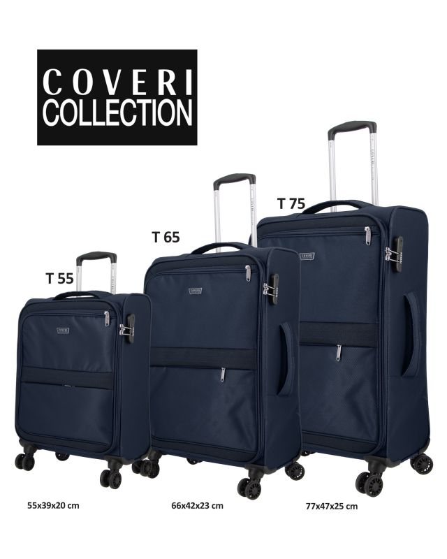 Prodotto: COVERI COLLECTION - TROLLEY BLU IN TESSUTO CON DOPPIA TASCA FRONTALE  E 4 RUOTE