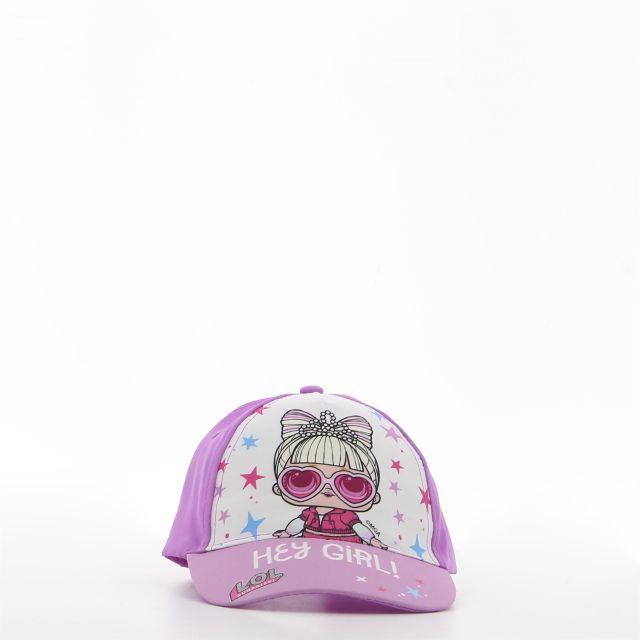 Prodotto: LOL - Cappello baseball bimbo rosa/viola con disegno frontale e logo su visiera