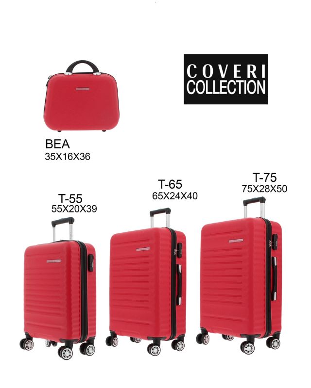Prodotto: COVERI COLLECTION - TROLLEY ABS ROSSO CON QUATTRO RUOTE DOPPIE E RIGHE ORIZZONTALI