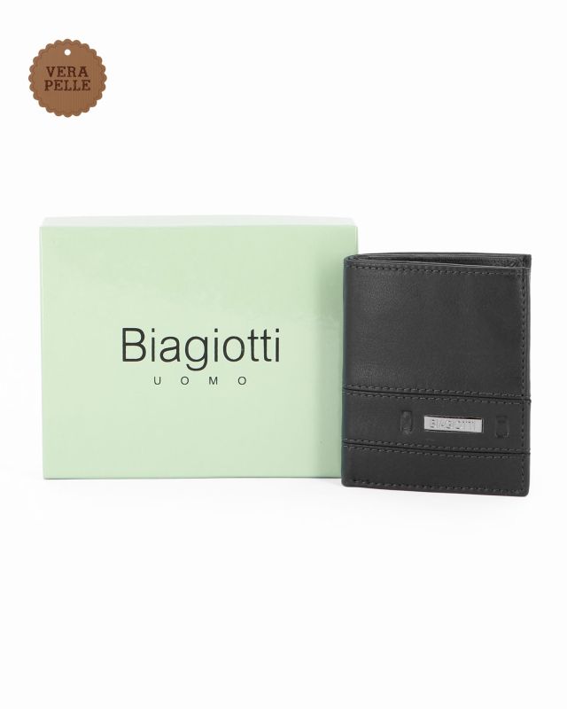 Prodotto: LAURA BIAGIOTTI - Portafoglio nero da uomo in VERA PELLE