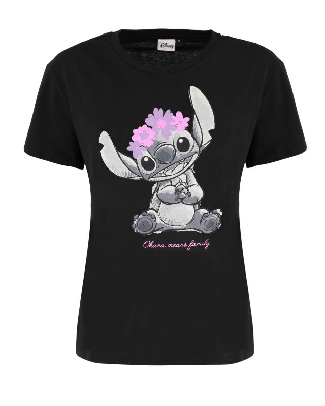 Prodotto: LILO&STITCH - Tshirt nera da donna con stampa Stitch - JL052546