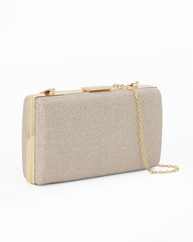 Prodotto: MISS GLOBO- CLUTCH IN LUREX ORO CON  APERTURA IN METALLO