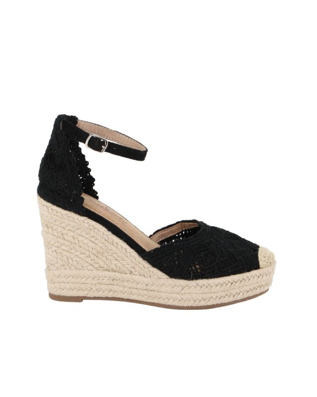 Prodotto: MISS GLOBO - Espadrillas nera con cinturino alla caviglia, zeppa 10CM
