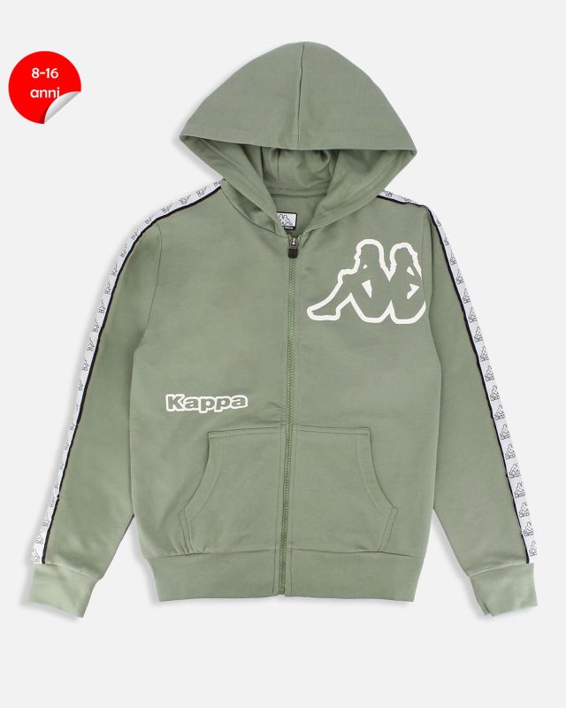 Prodotto: KAPPA - FELPA VERDE DA RAGAZZO CON ZIP E CAPPUCCIO