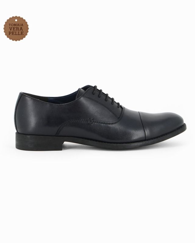 Prodotto: CLASS MAN - Scarpa blu scuro in VERA PELLE con lacci
