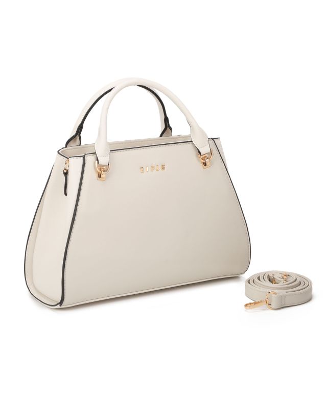 Prodotto: RIFLE - Borsa due manici beige con tasca posteriore, tracolla removibile