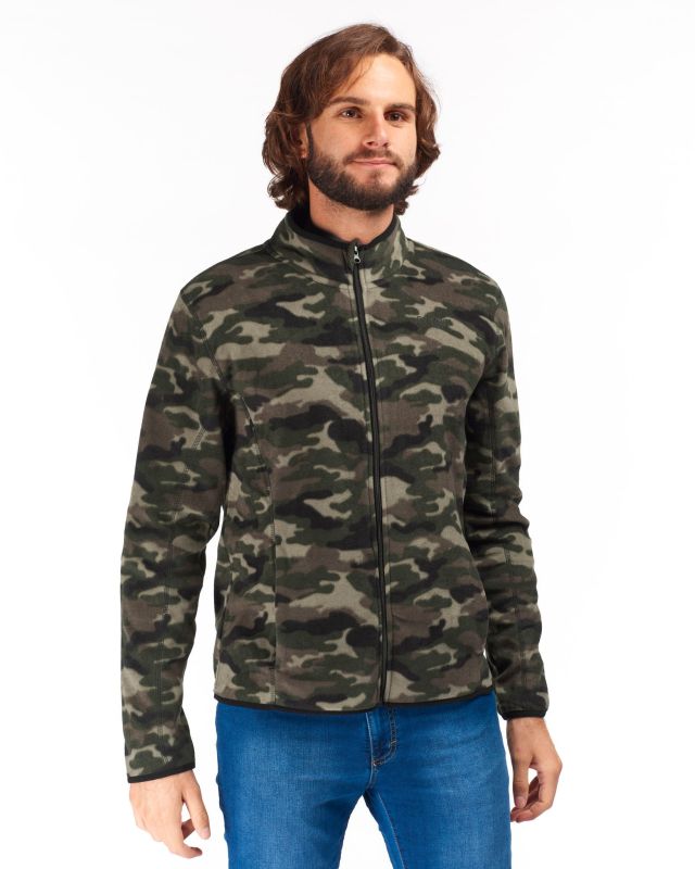Prodotto: ON SPIRIT - PILE UOMO  FULL ZIP  FANTASIA  MILITARE VERDE ,MARRONE E NERO - ARTURO