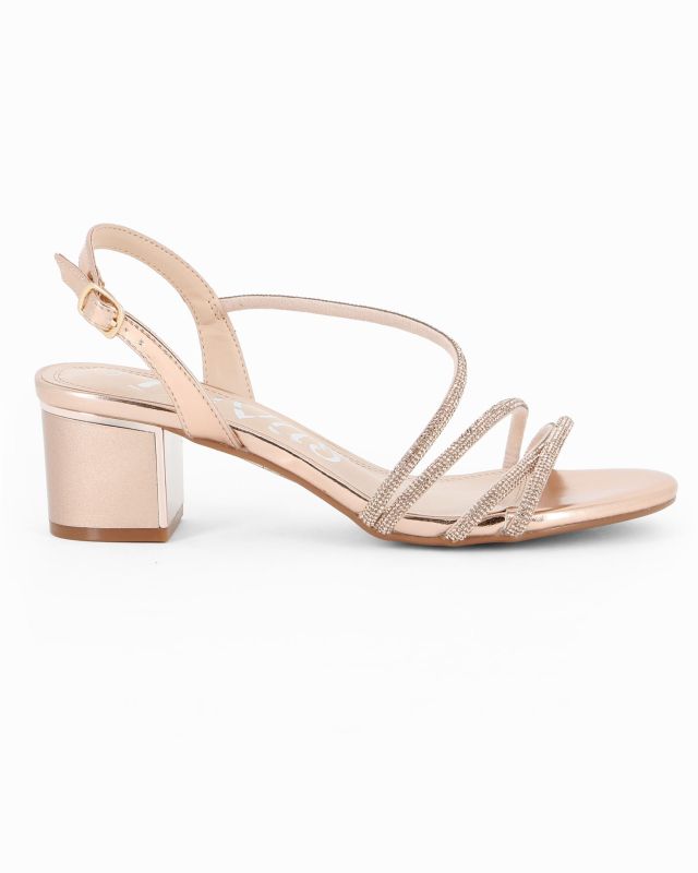 Prodotto: DIVAS - Sandalo gioiello rose gold con strass, tacco 5CM