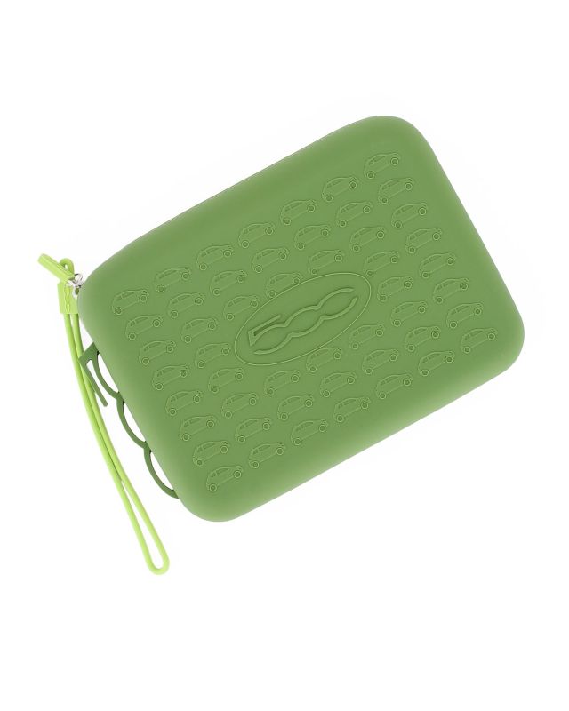 Prodotto: FIAT 500 - Pochette verde militare in silicone con polsiera
