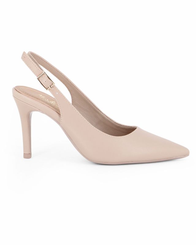Prodotto: MISS GLOBO - Décolleté slingback beige con sottopiede in VERA PELLE, tacco 8CM