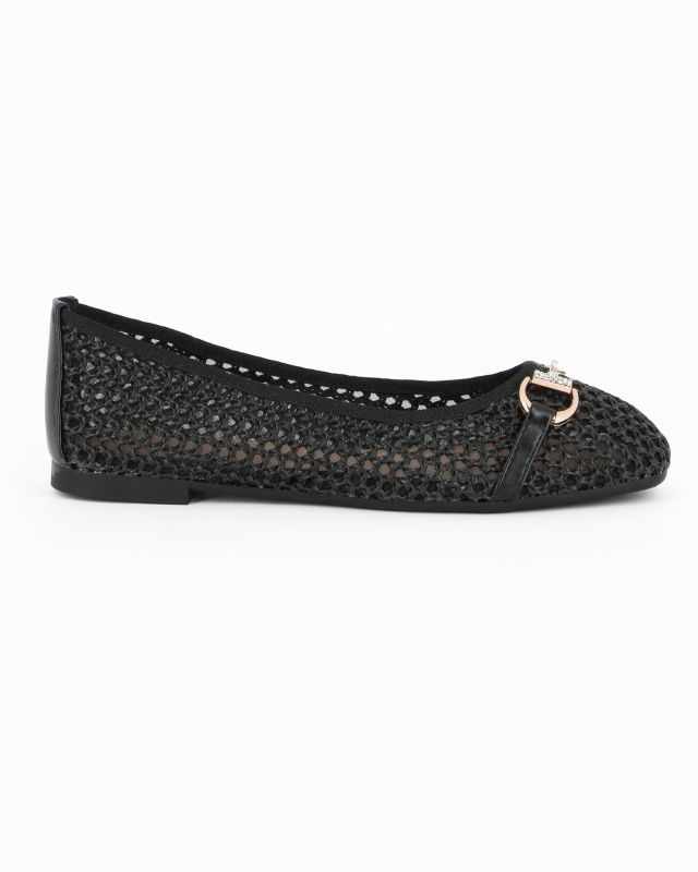 Prodotto: MY JEWELS - Ballerina nera intrecciata con morsetto in strass
