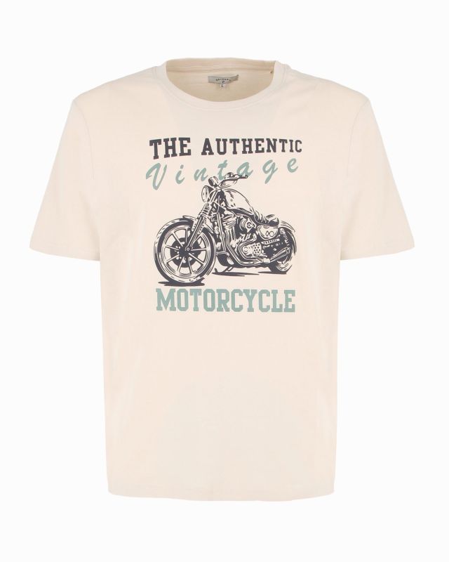 Prodotto: BROKER'S - Tshirt manica corta beige con stampa in cotone