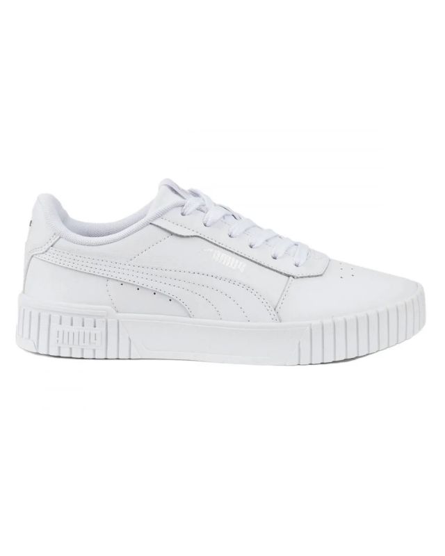 Prodotto: PUMA - Sneaker da donna bianca in VERA PELLE con dettagli argento - CARINA 2.0