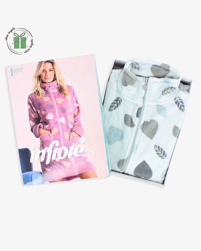 Prodotto: INFIORE - VESTAGLIA LOVE ME FULL ZIP AZZURRO  DA DONNA