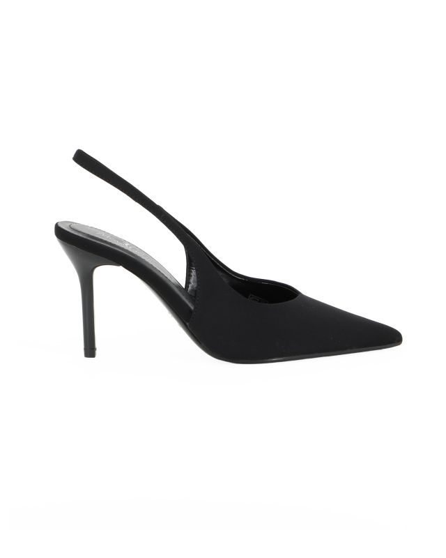 Prodotto: MISS GLOBO - Décolleté slingback nera in lycra con sottopiede in memory foam, tacco 8,5CM