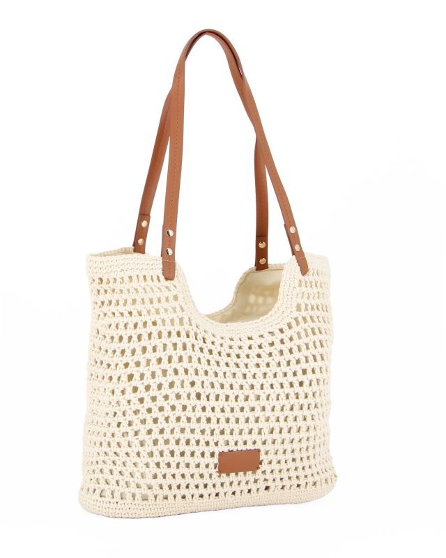 Prodotto: NARDINI - Borsa a spalla beige in tessuto intrecciato