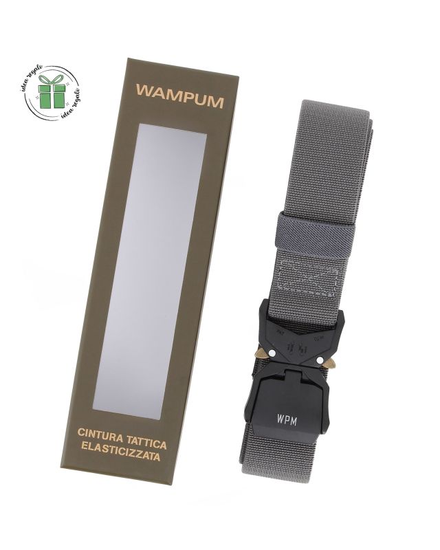 Prodotto: WAMPUM - Cintura tattica elasticizzata grigia da uomo con scatola