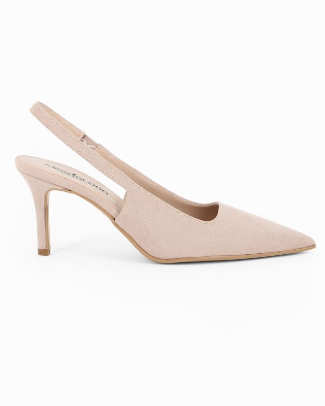 Prodotto: MISS GLOBO - Décolleté slingback nude scamosciata, tacco 7,5CM - MADE IN ITALY