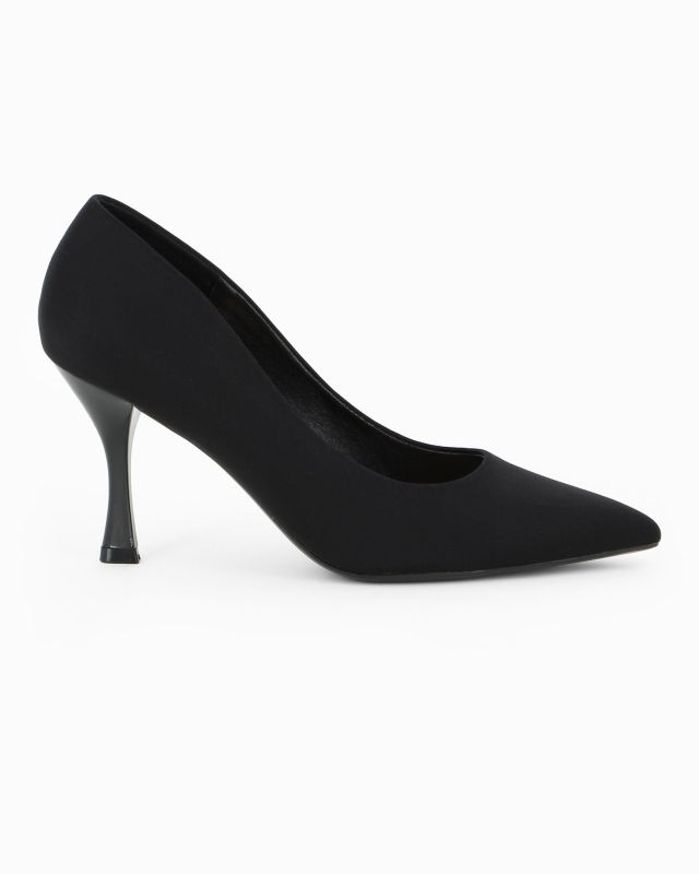Prodotto: MISS GLOBO - Décolleté nera in lycra con sottopiede in VERA PELLE, tacco 8,5CM