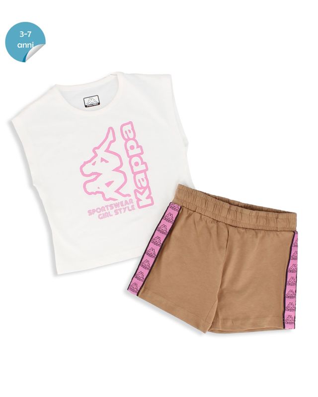 Prodotto: KAPPA - Completo bimba mezza manica bianco 3-7 anni in cotone