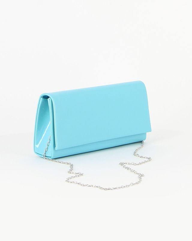 Prodotto: MISS GLOBO - Pochette azzurra in vernice con patta