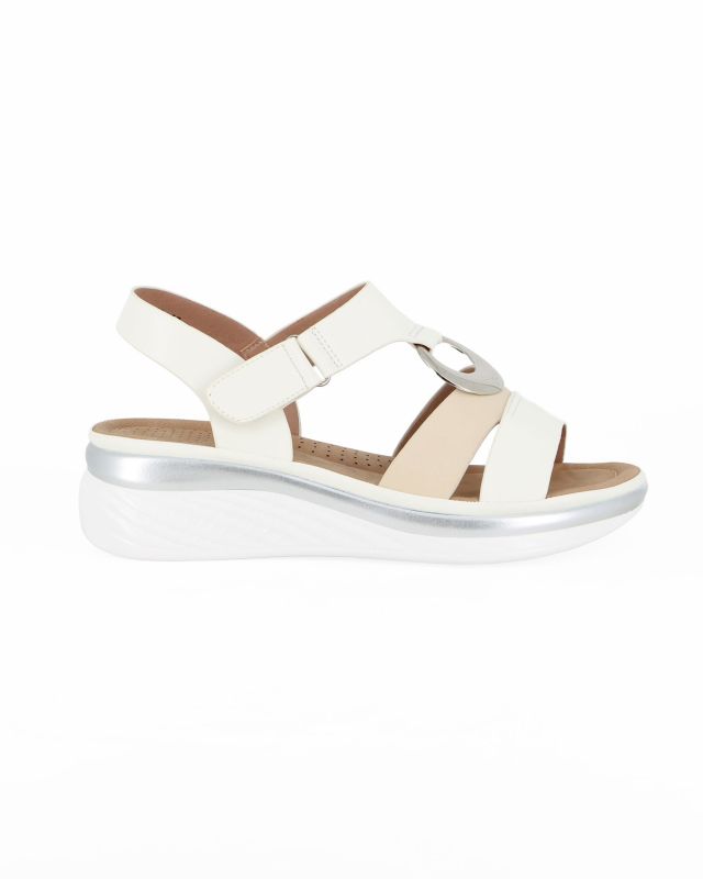 Prodotto: MISS GLOBO - Sandalo bianco/panna con strappo e sottopiede in memory soft