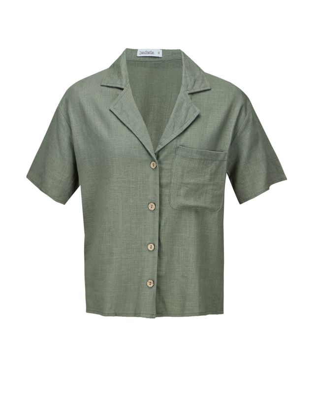 Prodotto: BACHATA - Camicia mezza manica con taschino verde militare