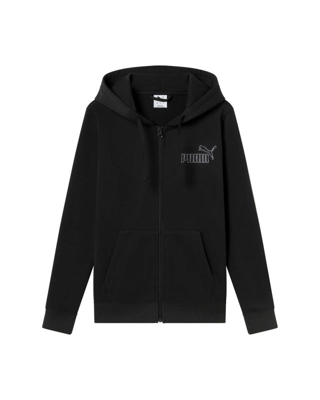 Prodotto: PUMA - FELPA CON CAPPUCCIO FULL ZIP NERA ESSENTIAL RHINESTONE FZ HD  DA DONNA , 693552-01