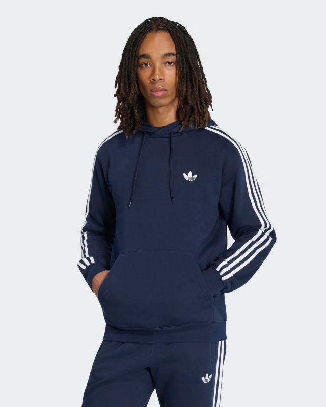 Prodotto: ADIDAS - FELPA CON CAPPUCCIO 3S HD BLU CON DETTAGLI BIANCHI DA UOMO, KE1686