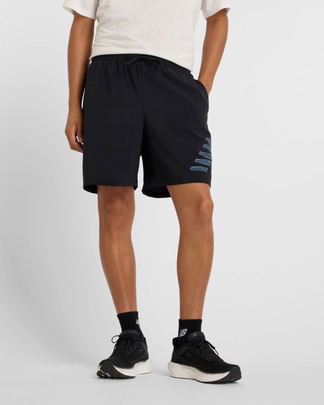 Prodotto: NEW BALANCE - PANTALONCINO UOMO NERO E CELESTE ESSENTIALS LINED GRAPHIC - MS41238BM