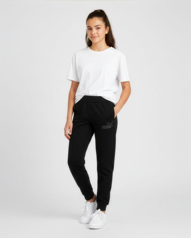 Prodotto: PUMA -PANTALONE DA RAGAZZA (7 - 16 ANNI) ESS RHINESTONE , NERO E LOGO FRONTALE IN STRASS, 693858-01