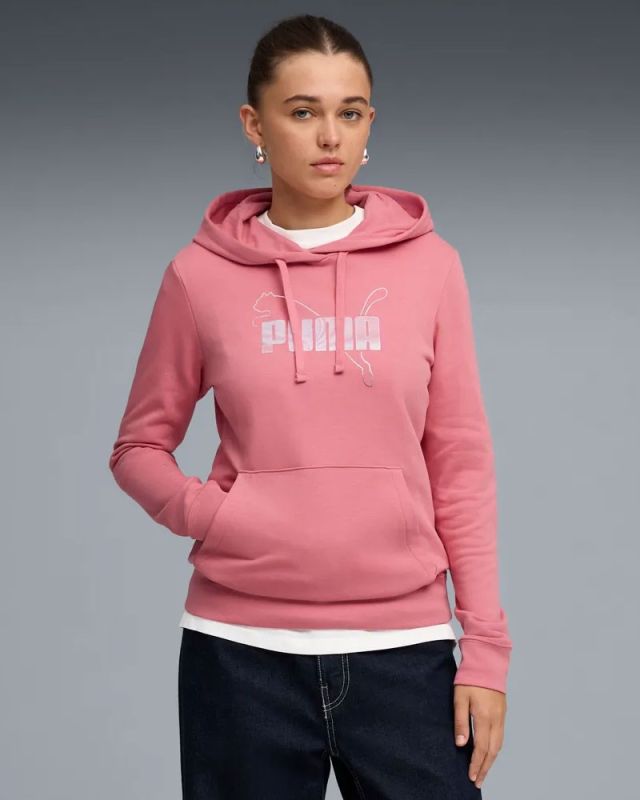 Prodotto: PUMA - FELPA CON CAPPUCCIO ROSA ESSENTIAL LOGO LAB METALLIC    DA DONNA, 691829-25