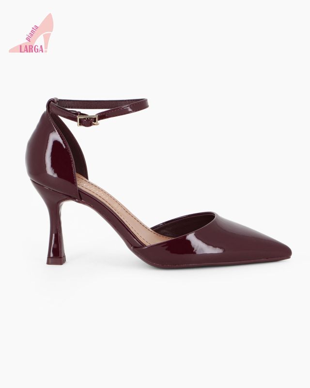 Prodotto: LADY GLOBO - Décolleté bordeaux in vernice con sottopiede in VERA PELLE e calzata comoda, tacco 8CM