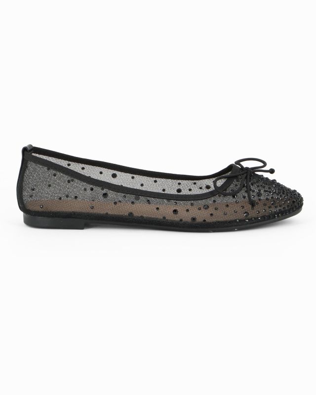 Prodotto: MY JEWELS - Ballerina beige a rete con fiocco e strass