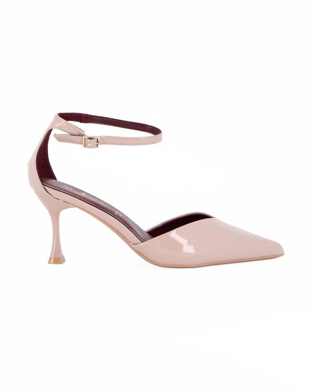 Prodotto: MISS GLOBO - Décolleté nude in vernice con cinturino alla caviglia e sottopiede in memory foam, tacco 7,5CM