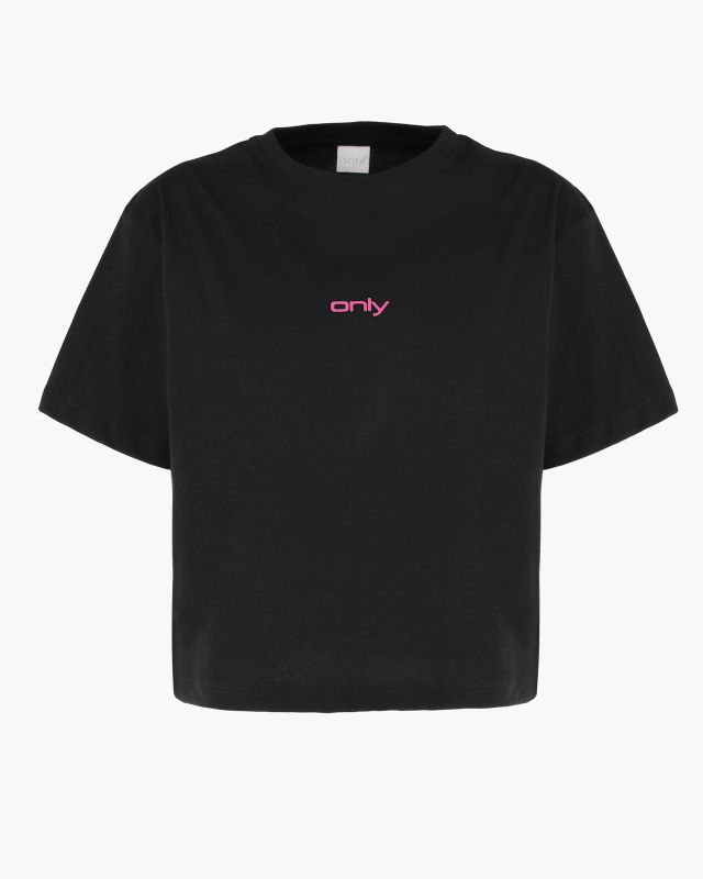 Prodotto: ONLY - T-SHIRT MEZZA MANICA NERA CON DETTAGLI FUXIA DA DONNA  -  10100